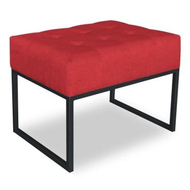 Imagem de Puff Lisa Suede Base Metálica Industrial Preto - Pallazio Cor Vermelho