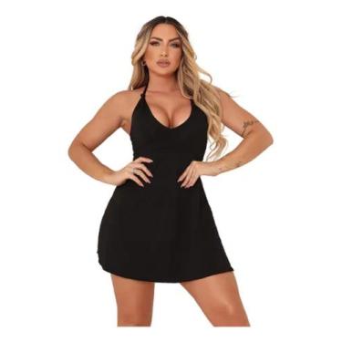 Imagem de Maiô 2 em 1 Vestido com Saida de Praia Feminino Preto Liso - La e Mar,