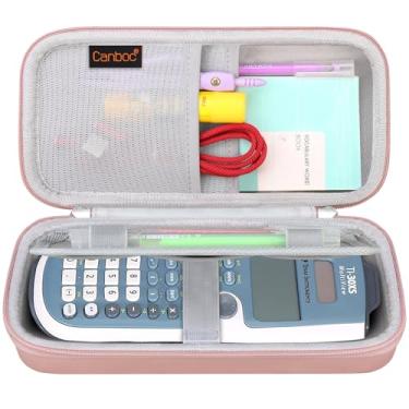 Imagem de Canboc Estojo de transporte para calculadora científica Texas Instruments TI-30XIIS/ TI-30XS MultiView/TI-30Xa/TI-36X Pro Scientific, cabo, baterias, canetas, ouro rosa (apenas capa)
