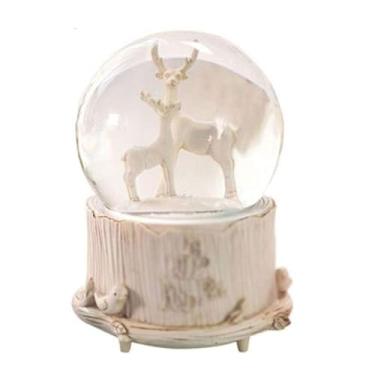 Imagem de ZZTWER Caixa musical requintada caixa de música de cervo pequeno, caixa de música criativa de bola de cristal de conto de fadas, globos de neve com música, para decoração de casa, presente de