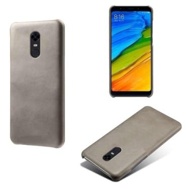Imagem de Capa para Xiaomi Redmi 5 Plus,Proteção contra quedas,Casca de volta de cor sólida simples,Design de couro de imitação de plástico-Gray