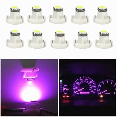 Imagem de WLJH 10x Rosa T3 Neo Wedge 3030 SMD Chip 8 mm Base Led Car Instrumento Cluster Luz Painel Medidor HVAC Aquecedor AC Controle Climático Lâmpadas Indicação de Interruptor Interior Lâmpada Substituição