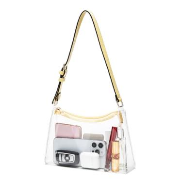 Imagem de Wuflyover Bolsa transparente para eventos de estádio – bolsas transparentes para mulheres bolsa transversal de estádio – bolsa transparente para shows, esportes e dia de jogo (A-amarelo, médio)