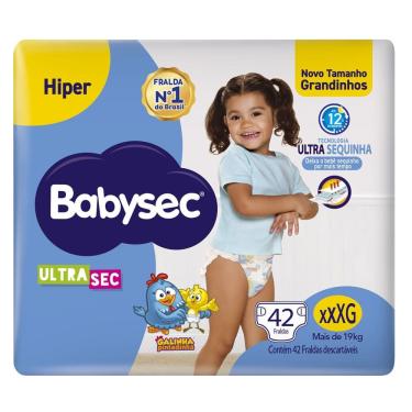 Imagem de Fralda Babysec Ultrasec Hiper Tamanho XXXG 42 Unidades Descartáveis