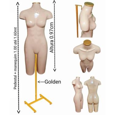 Imagem de Manequim feminino (Meio corpo definido N.38) bege com tampa golden + p