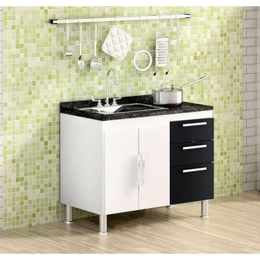 Imagem de Gabinete para Pia 1.00 Branco/Preto - Quarta Divisão