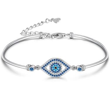Imagem de Pulseiras de olho turco prata azul grego olho turco pulseira para mulheres joias delicadas proteção turca pingentes gregos boa sorte joias presentes