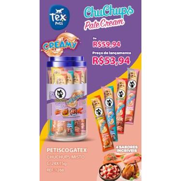 Imagem de ChuChups Patê Cream Petisco Cremoso para Gatos 24 sachês com 15g - Sabores Sortidos