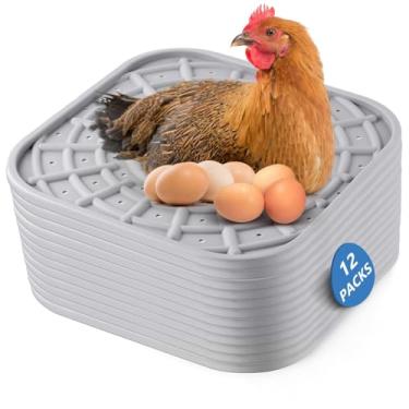 Imagem de Kalolary 12 unidades de almofadas de silicone para caixa de nidificação de frango, almofadas de encaixe de 30,5 x 30,5 cm para galinheiro, forros laváveis para caixas de assentamento de galinhas