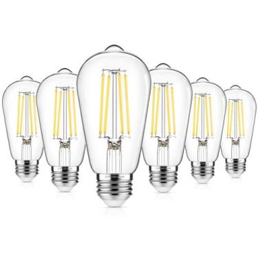 Imagem de Lâmpada LED ASOMST Vintage Edison 6W 4000K 850LM E26, pacote com 6