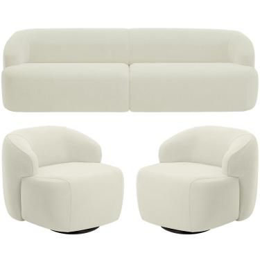 Imagem de Sofá 4 Lugares Curvo Orgânico com 02 Poltronas Para Sala Living 280cm Barolo L06 Veludo...