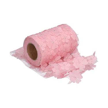 Imagem de Zerodis Rolos de Tule de Flores Fitas de Tecido Rolos de Tule Brilhantes de Brilhantes de de Fita Decorativos para Saia de Casamento Saia de balé Fazendo de Flores (Rosa)