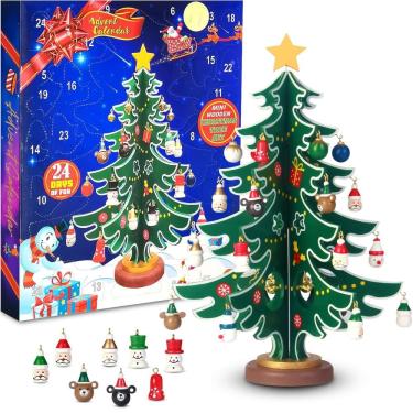 Imagem de Calendário do Advento de Natal SIXVALA 2024 com árvore de madeira e 30 O