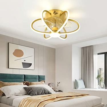 Imagem de Ventiladores de teto com luzes e controle remoto Ventiladores de teto modernos e silenciosos com lâmpadas LED reguláveis função verão/inverno 6 velocidades com temporizador montagem embutida