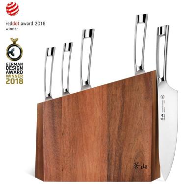 Imagem de Conjunto de Facas em Aço Inoxidável com Bloco de Bancada, 6 Peças, CANGSHAN 59205, Prateado