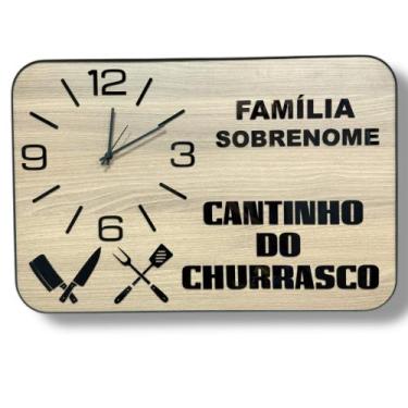 Imagem de QUADRO RELÓGIO PERSONALIZADO CANTINHO do CHURRASCO,FREIJÓ, LETREIROS P