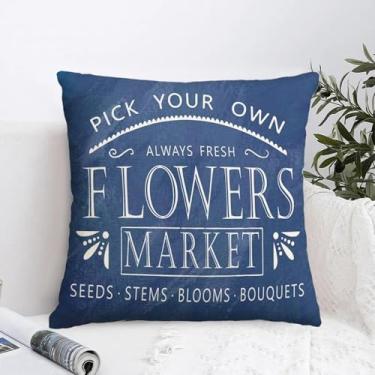 Imagem de 1 capa de almofada de hortênsia azul 45,7 x 45,7 cm Hello Love Flowers capa de almofada decorativa verão primavera dia das mães capa de almofada para fazenda gramado pátio casa sofá decoração de sofá