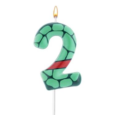 Imagem de Vela com número de aniversário de tartaruga verde - vela de tartaruga de parafina - número 2