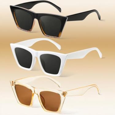 Imagem de Óculos de sol polarizados para mulheres, óculos de sol olho de gato com estilo retrô para compras, festas, viagens, Leopardo preto/branco/marrom