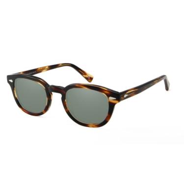 Imagem de HCHES Óculos de sol masculino retrô redondo médio feminino com lentes coloridas UV400 (Demi G15)