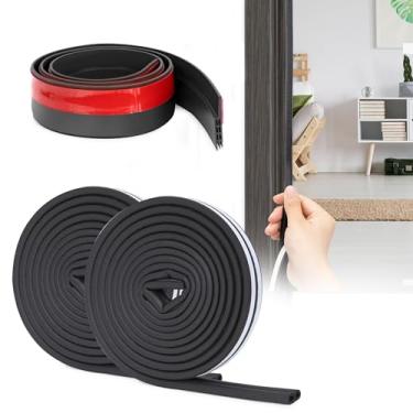 Imagem de Removedor de água para porta - Excluidor de 12 m e tira de vedação de porta de 1 m, excluidor de rascunho para portas, fita adesiva de isolamento de espuma reduz o ruído, poeira, ar frio (preto)