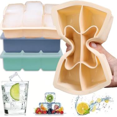 Imagem de 1 molde de cubo de gelo de silicone para banheira de imersão a frio, reutilizáveis, moldes de cubos de gelo extra grandes para acessórios de mergulho a frio, 16,7 x 11,6 cm (bege)
