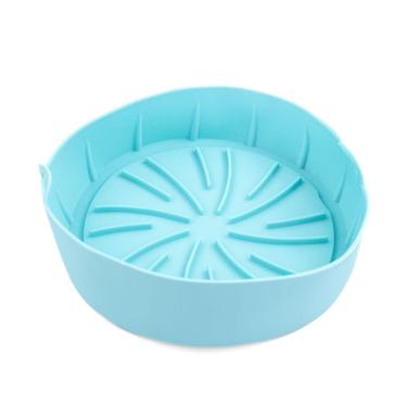Imagem de Forro Para Air Fryer De Silicone Forma Reutilizavel Antiaderente 22x8cm Verde Agua