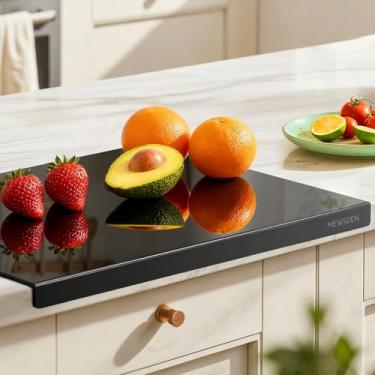 Imagem de Tábuas de corte pretas para cozinha, tábua de corte acrílica com protetor de bancada, mesas antiderrapantes para picar cocina, decoração de cozinha, itens essenciais de apartamento, presentes de