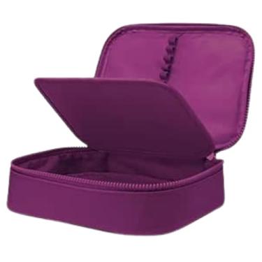 Imagem de Estojo Box Organizador Escolar Com Divisórias Multifuncional 24 Elásticos Lápis Caneta 100 Pens Masculino Feminino (Roxo)
