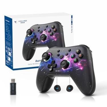 Imagem de AceGamer Aurora II 2.4G Wireless Bluetooth Controller for PC/Steam/Switch/iOS/Android with Rotary Motors, RGB Hall Joysticks- PC Controller and Back Buttons Lock, Multi-Platform Support (Galaxy)