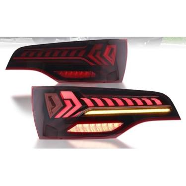Imagem de JOLUNG Conjunto de luzes traseiras de LED para Audi Q7 2010-2015, luz traseira de atualização com iluminação de animação dinâmica 3D vermelha e indicador sequencial, 1 par