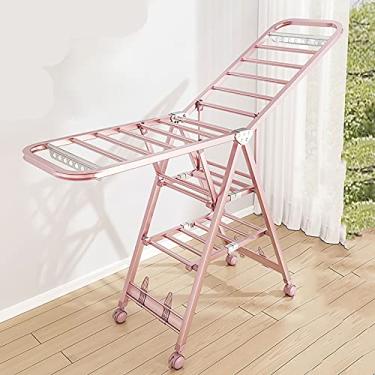Imagem de YWangQiang Arrumador de roupas/chão dobrável quarto doméstico liga de alumínio cabideiro/varanda cabideiro simples para pendurar roupas de bebê (cor: B Tamanho: 1,6 m) (C 1,6 m)