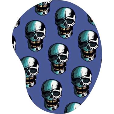 Imagem de Mouse Pad Ergonômico Gota Caveiras Turquesa Dentes Amarelos