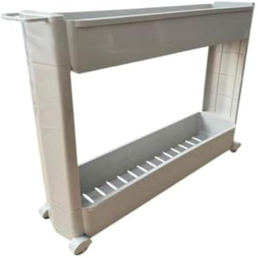 Imagem de Carrinho armazenamento funcional portatil resistente com duas prateleiras removiveis, e ajustavel