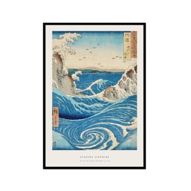 Imagem de Pôster Hasui Kawase Ohara Koson Impressões Katsushika Hokusai Pintura em Tela Onda Japonesa Arte de Parede Hiroshige Imagens para Decoração de Casa (SKU6,16 x 61 cm = (40 x 60 cm), Moldura preta)