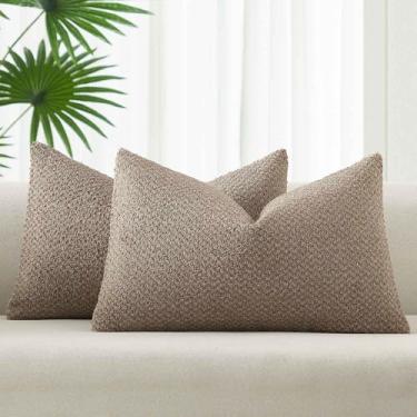 Imagem de JUSPURBET Conjunto de 2 capas de almofada lombar 30,5 x 50,8 cm, super macias, quentes, aconchegantes, com zíper oculto, casa de fazenda, boho, decoração boho, para sofá, cama, sala de estar, pedra