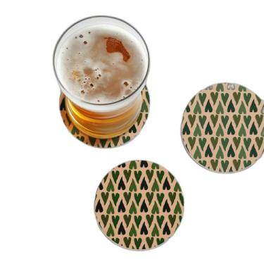 Imagem de Porta Copos Com Ilustração Personalizada Folha Estética Simples e Bonita - Tamanho 10.5x10.5 cm