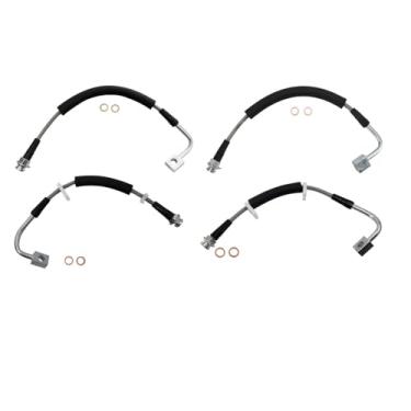 Imagem de TRQ Conjunto de mangueira de freio dianteiro e traseiro de desempenho compatível com Chrysler Town & Country Dodge Grand Caravan 2012-2015 Ram C/V 2011-2014 Volkswagen Routan