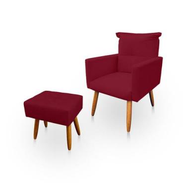 Imagem de Poltrona Decorativa Duda com Puff New para Sala e Quarto Suede - LH De