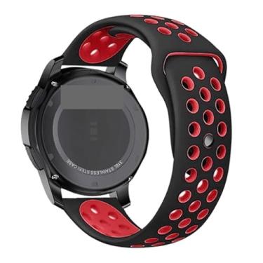 Imagem de DFAMIN Pulseira de silicone para Galaxy Watch 3 de 20 mm e 22 mm de 45 mm/42 mm/Active-2 Gear S3 Frontier para Huawei GT/2/2e de 46 mm (preto e vermelho, pulseira de relógio de 20 mm)