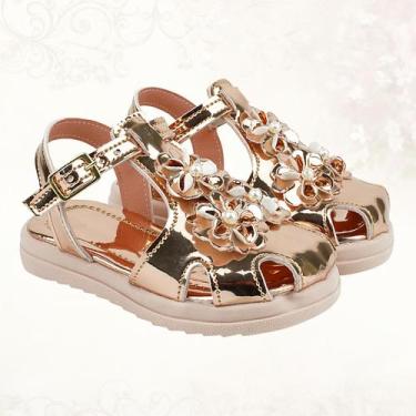 Imagem de Sandália Feminina Infantil Menina Confortável e Macia Moda Verão com F