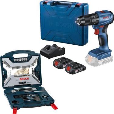 Imagem de Kit Furadeira Parafusadeira Impacto Gsb 185 Li 2 Bat 100 Pcs - Bosch