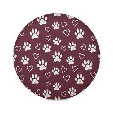 Imagem de Wassud Jogo americano com estampa de pata, tapetes redondos para cozinha e jantar, tapetes laváveis e resistentes ao calor, decoração de mesa 39 cm