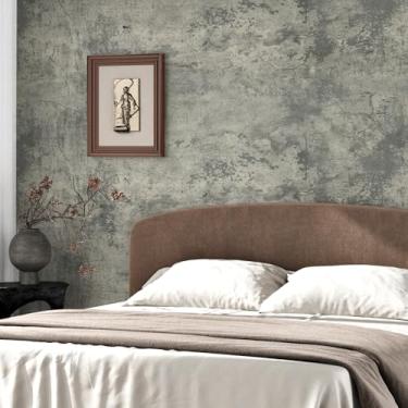 Imagem de EPPKILY Papel de parede de concreto cinza caramelo descasque e cole papel de contato de cimento texturizado autoadesivo à prova d'água vintage desgastado papel de parede de cal para quarto, banheiro