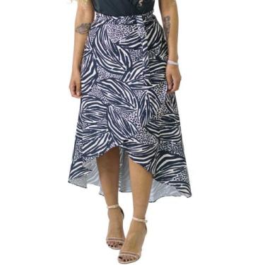 Imagem de Saia Envelope Transpassada Longa Fenda Midi Estampada Plus - Catwalk, 