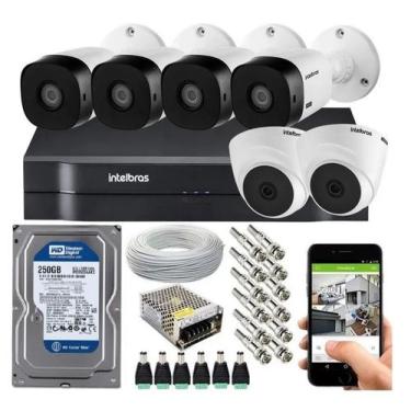 Imagem de Kit Cftv 6 Câmeras Hdcvi 1mp Dvr Intelbras E Mhdx 8ch C/ Hd