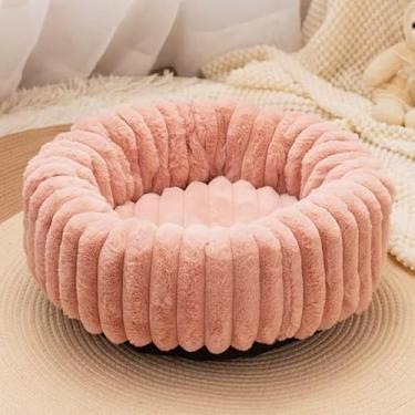 Imagem de Caminha Pet Redonda de Pelúcia para Cachorro e Gato com Colchonete Removível Macia e Confortável(rosa,g 70cm)