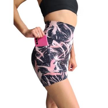 Imagem de Short Academia Meia Coxa com Bolso Lisa e Estampado Legging Feminina S