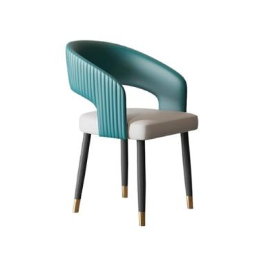 Imagem de Cadeiras de cozinha para sala de jantar com braços, modernas, de couro sintético, cozinha com pernas de metal, sala de jantar (azul)