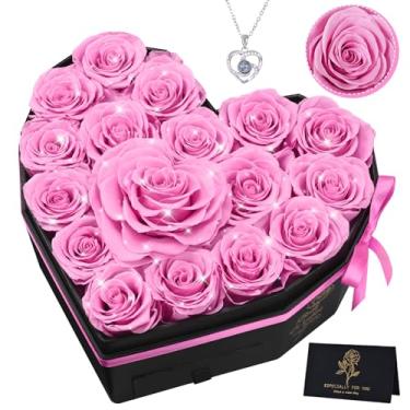 Imagem de MARTINE MALL 17 flores eternas para entrega, presentes para ela rosas reais preservadas em uma caixa, presentes de aniversário de dia dos namorados para mulheres, mãe, namorada, esposa, flor eterna